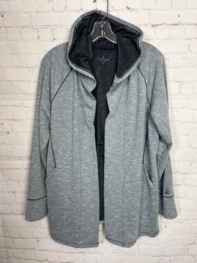 Cuddl Duds Open Front Hooded Cardigan in Grey